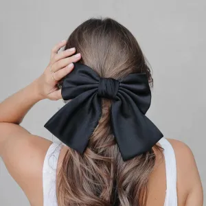 Black Satin Bow Barrette