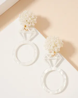 Bling Ring Earrings White