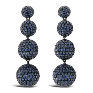 Blue Sapphire Ball Dangle Earrings