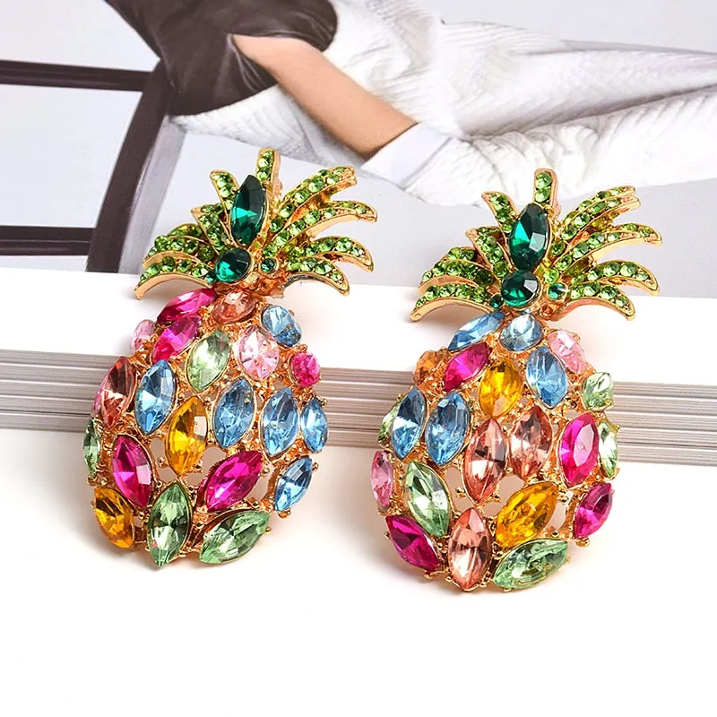 Bohemian Jewelry Pineapple Dangle Earrings For Women in Gold Color