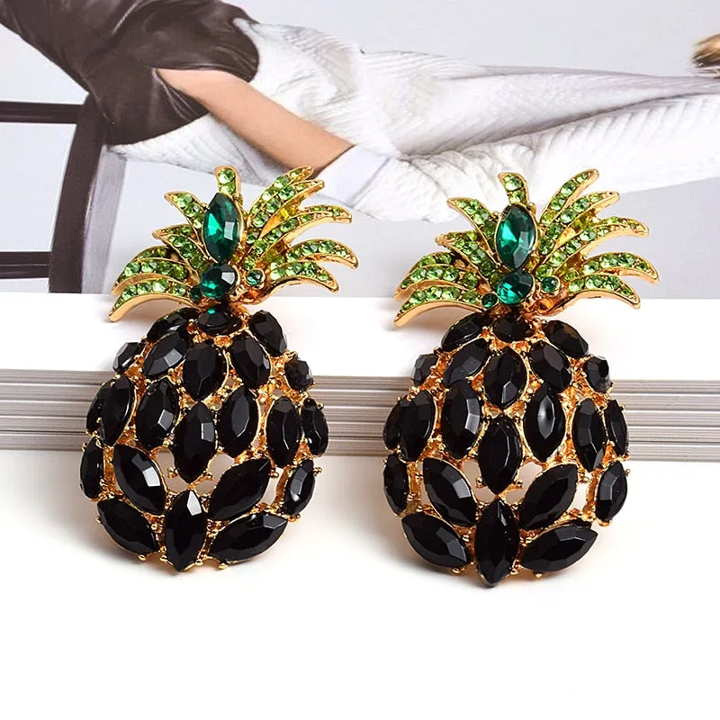 Bohemian Jewelry Pineapple Dangle Earrings For Women in Gold Color