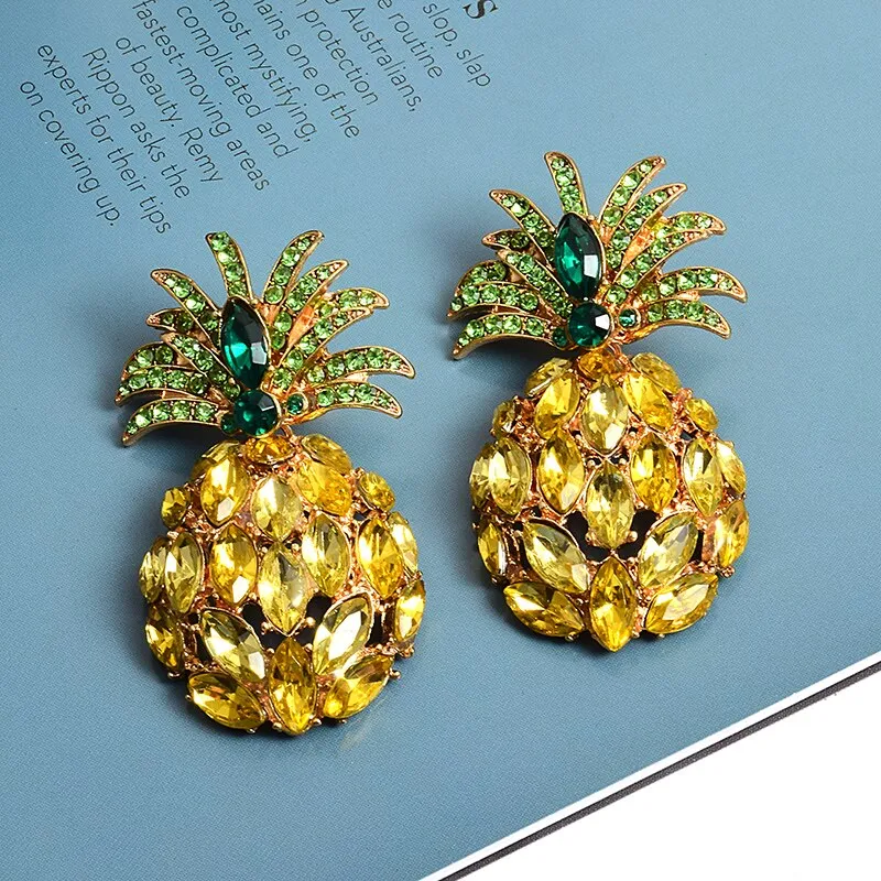 Bohemian Jewelry Pineapple Dangle Earrings For Women in Gold Color