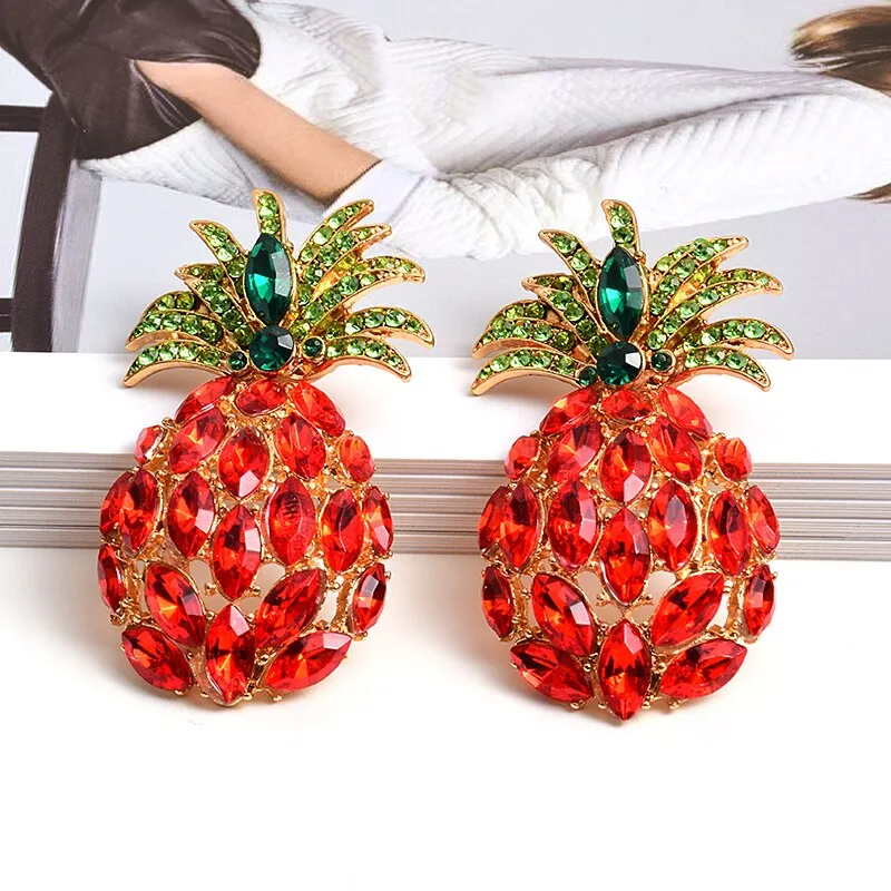 Bohemian Jewelry Pineapple Dangle Earrings For Women in Gold Color