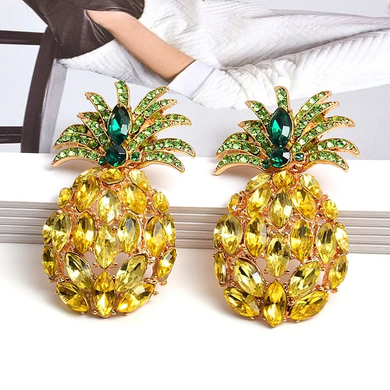 Bohemian Jewelry Pineapple Dangle Earrings For Women in Gold Color