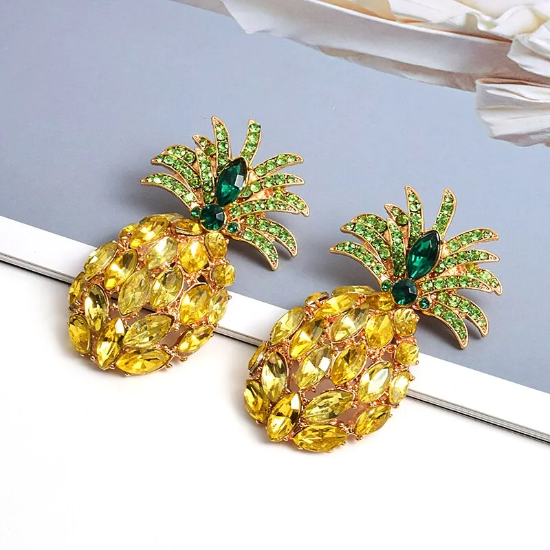 Bohemian Jewelry Pineapple Dangle Earrings For Women in Gold Color