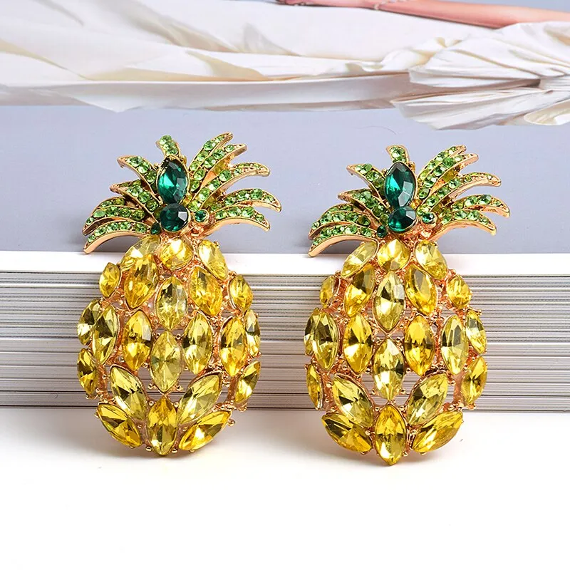 Bohemian Jewelry Pineapple Dangle Earrings For Women in Gold Color