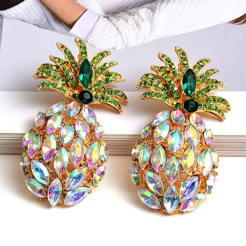 Bohemian Jewelry Pineapple Dangle Earrings For Women in Gold Color