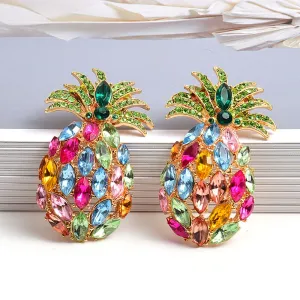 Bohemian Jewelry Pineapple Dangle Earrings For Women in Gold Color