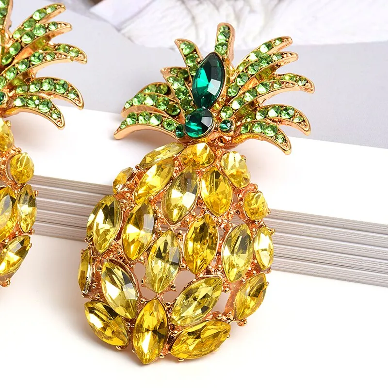 Bohemian Jewelry Pineapple Dangle Earrings For Women in Gold Color