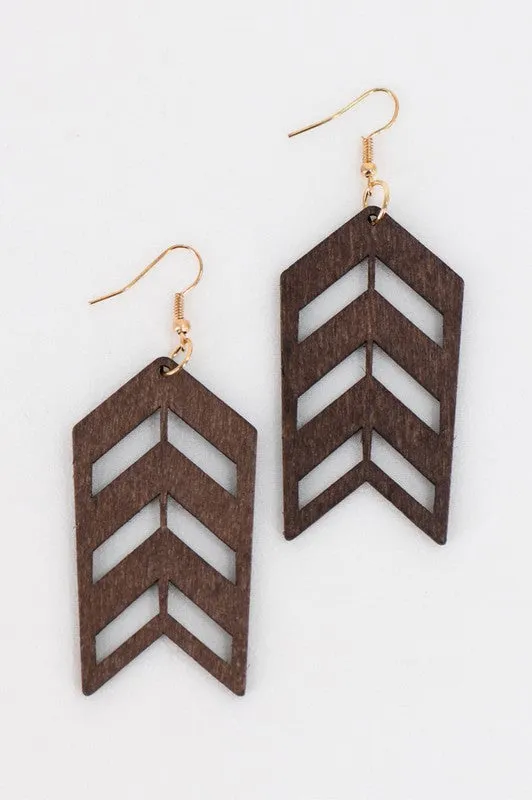 Boho Chevron Laser Cut Wood Earrings