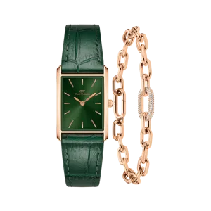 Bound Crocodile Emerald Sunray & Crystal Link Bracelet Rose Gold