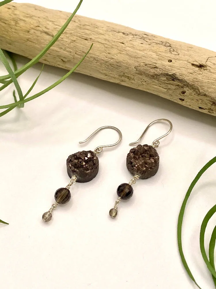 Brown Druzy Earrings