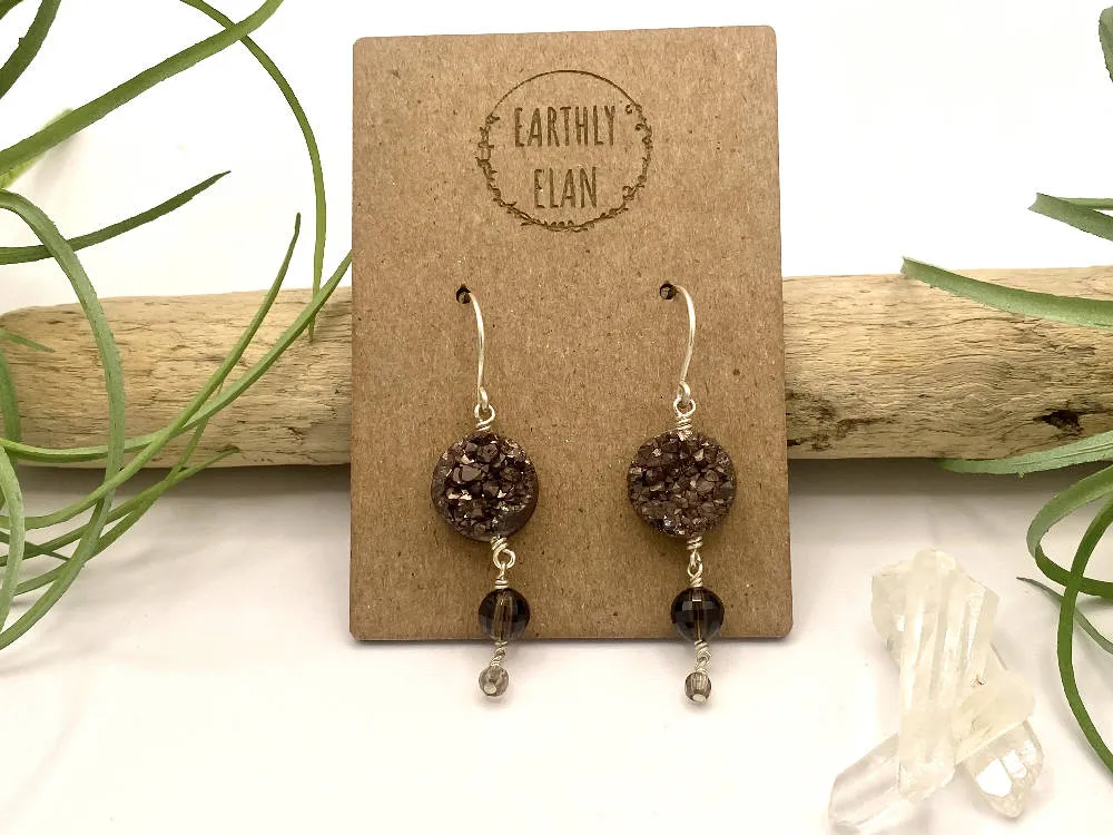 Brown Druzy Earrings