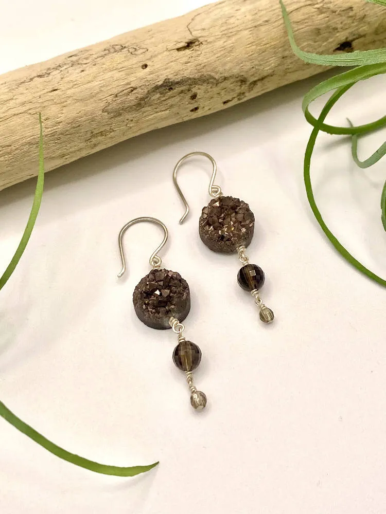 Brown Druzy Earrings