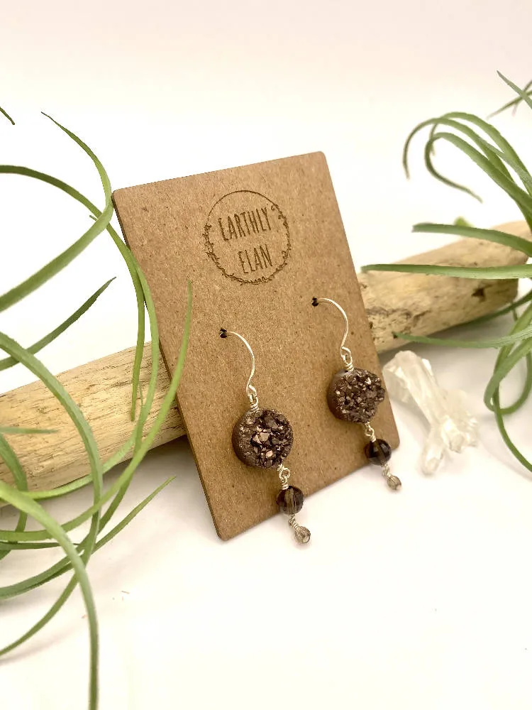 Brown Druzy Earrings