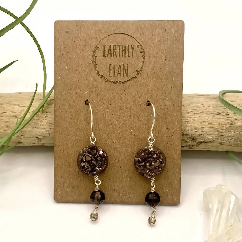 Brown Druzy Earrings