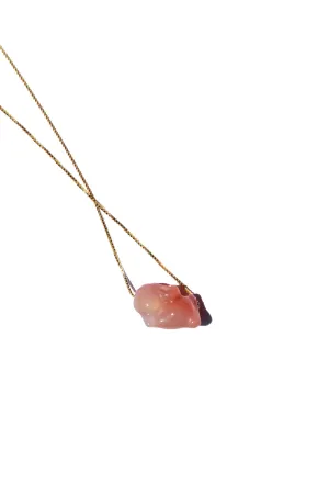 Bunny — Pink agate pendant necklace