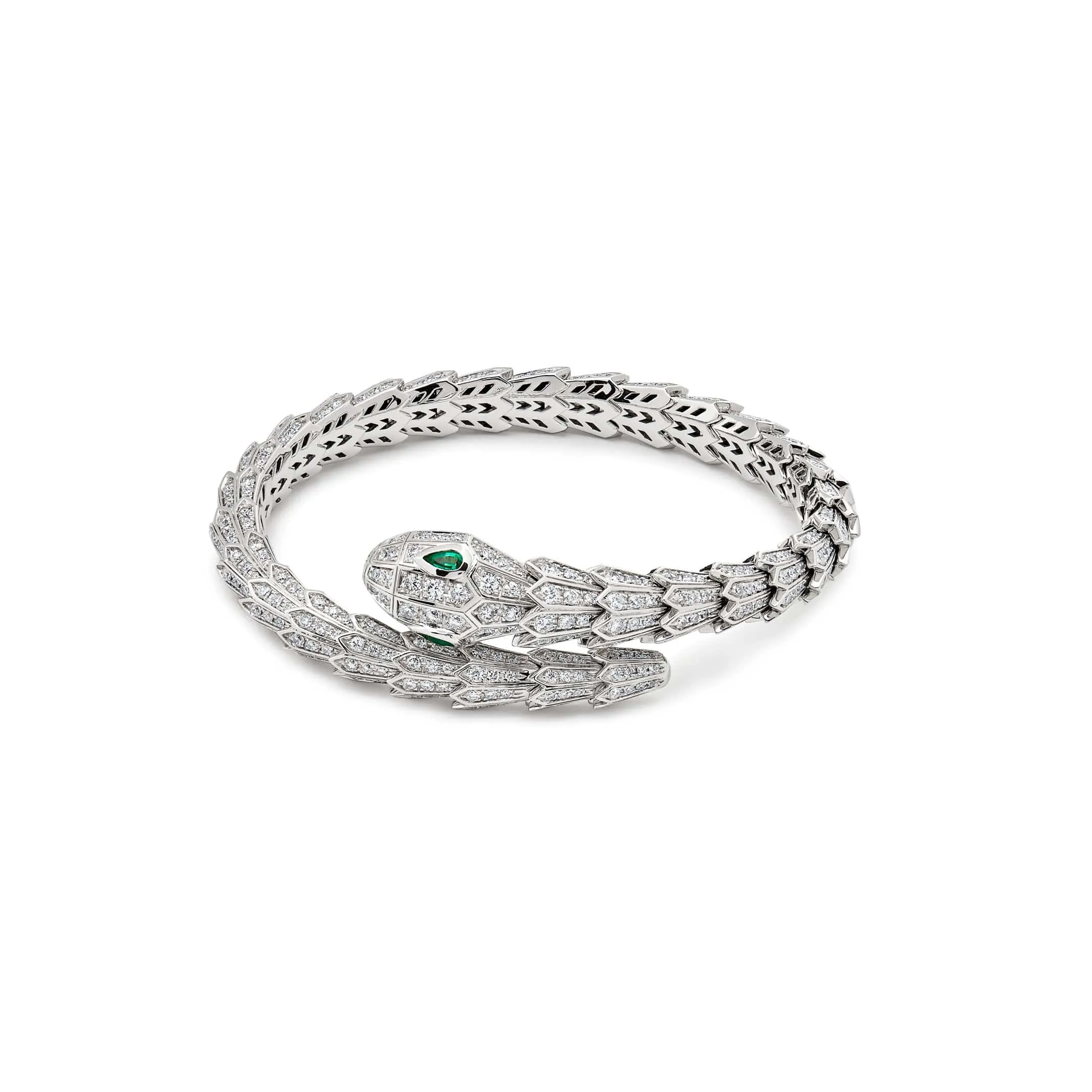 BVLGARI Serpenti White Gold Diamond and Emerald Bracelet 356903