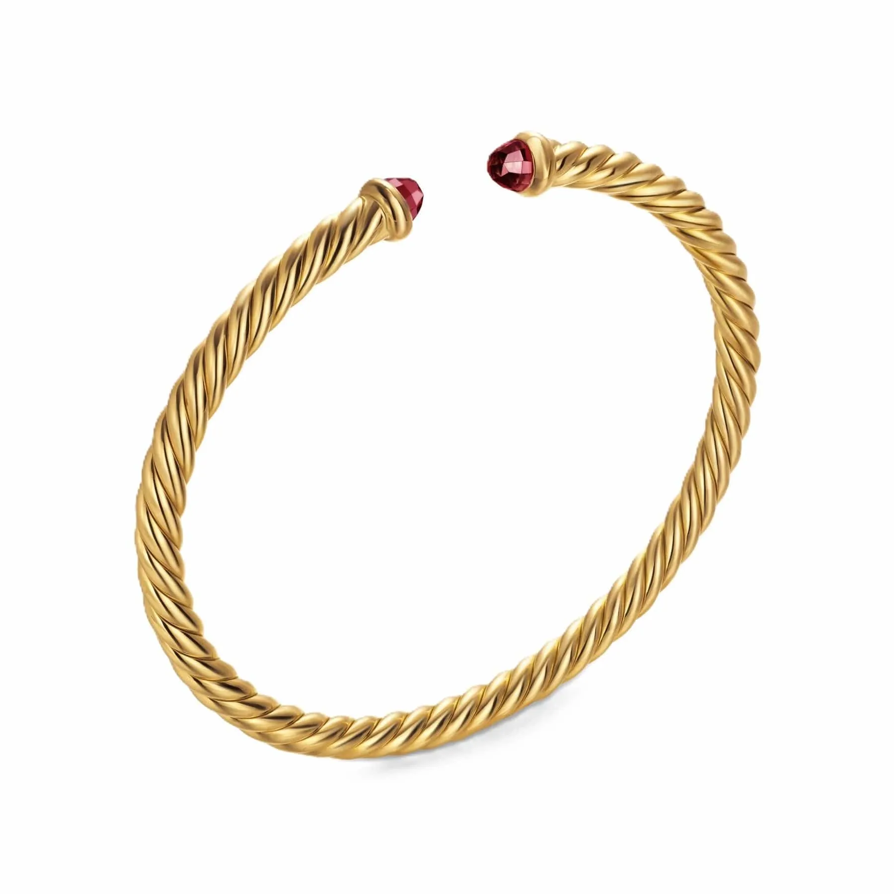 Cablespira® Flex Bracelet 18K Yellow Gold with Rhodolite Garnet, 4mm