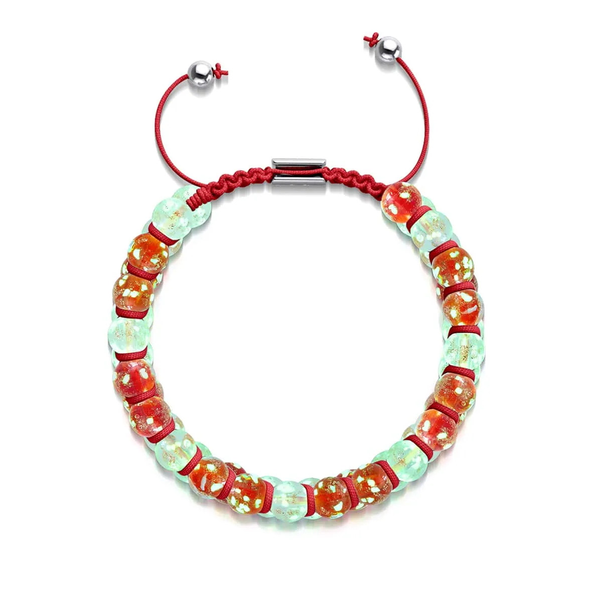 Candy Cane | Crimson x Ivory | Double Firefly Glass Bracelet