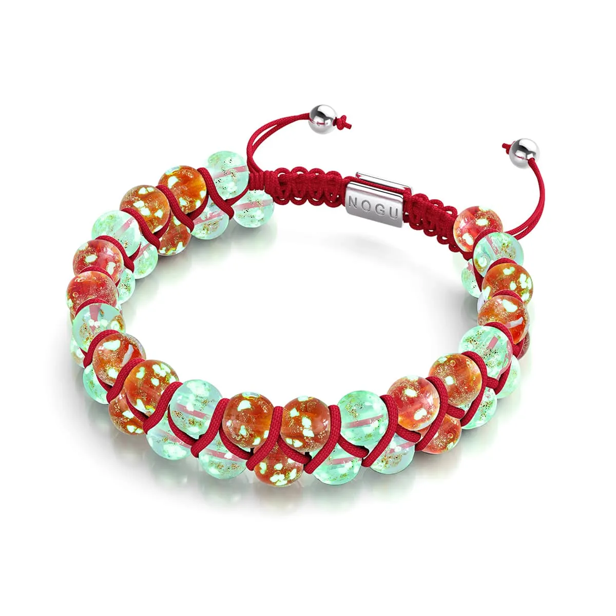 Candy Cane | Crimson x Ivory | Double Firefly Glass Bracelet