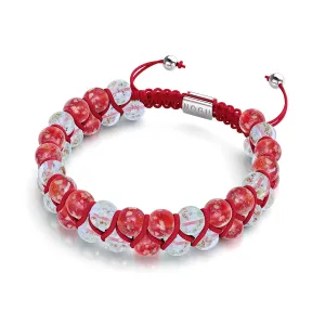 Candy Cane | Crimson x Ivory | Double Firefly Glass Bracelet