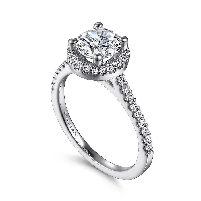 Carly - 14K White Gold Round Halo Diamond Engagement Ring