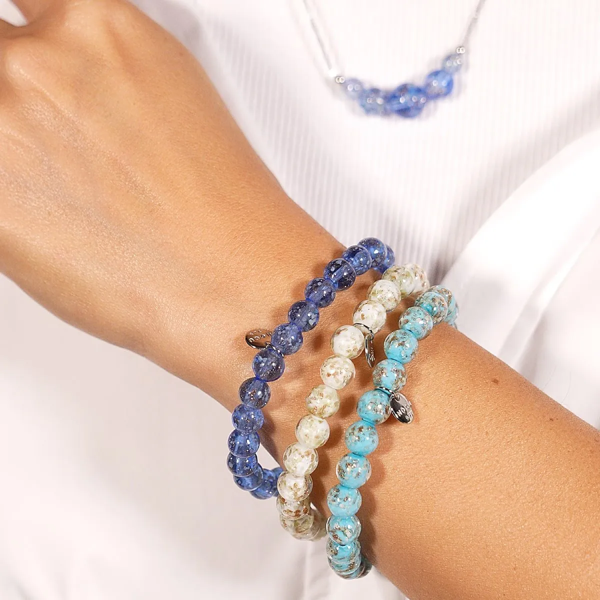 Cerulean | .925 Sterling Silver | Firefly Glass Bracelet