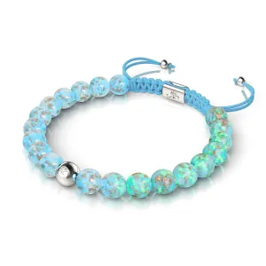 Cerulean | Silver | Firefly Glass Macrame Bracelet