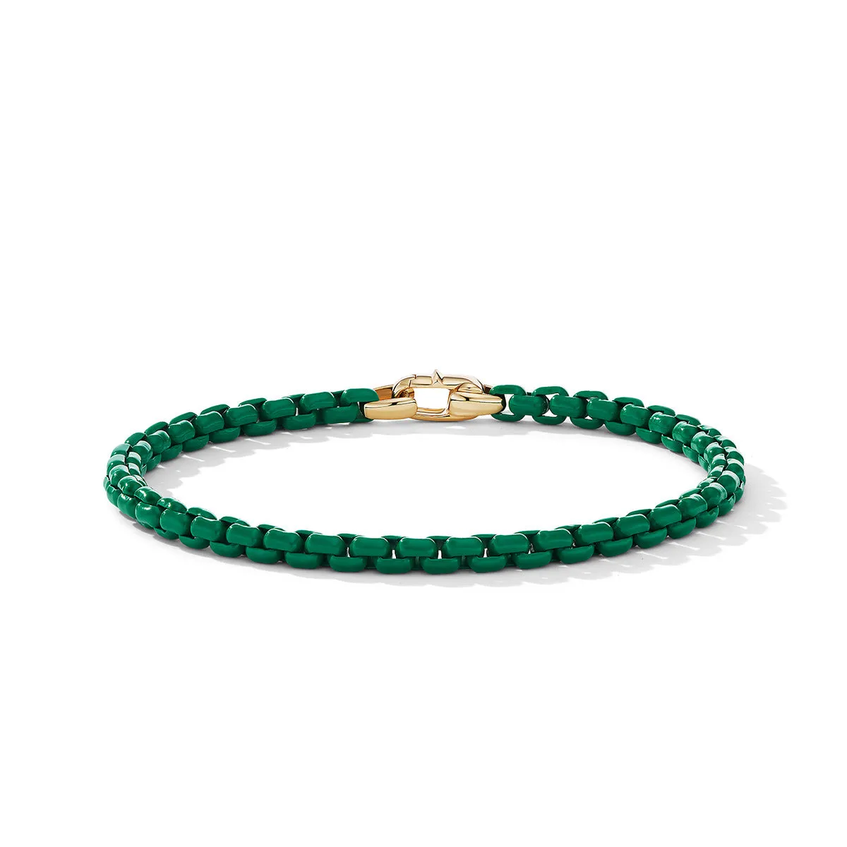 Chain Bracelet in Emerald Green with 14K Yellow Gold Accent