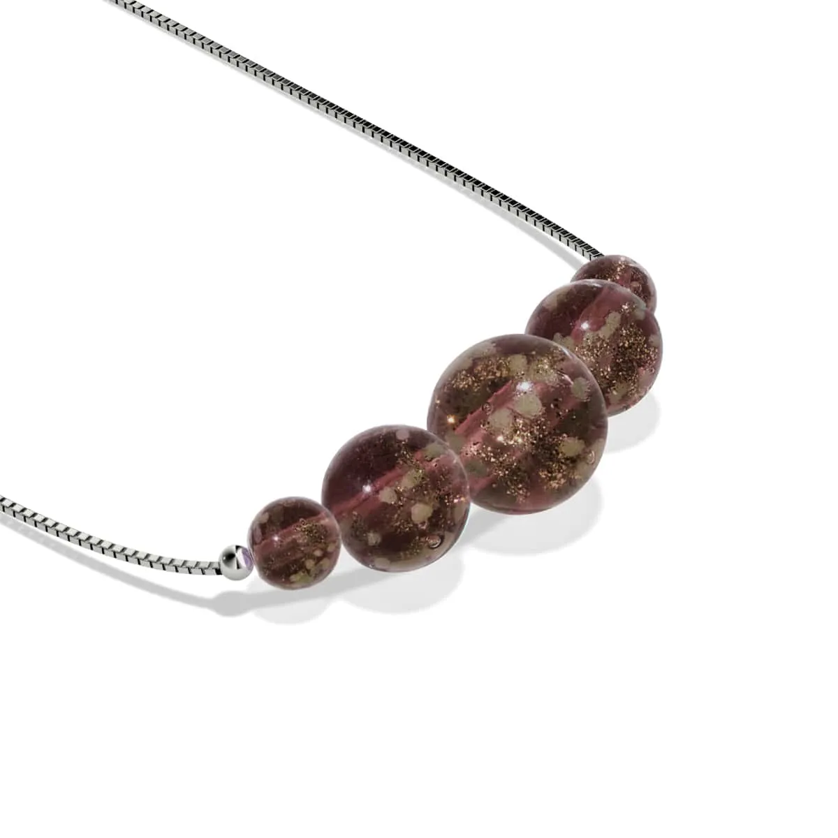 Chocolate | .925 Sterling Silver | Firefly Glass Infinity Clasp Necklace