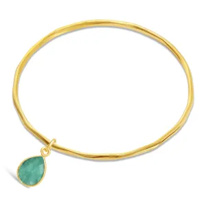 Chrysoprase Charm Bangle | Gold | May