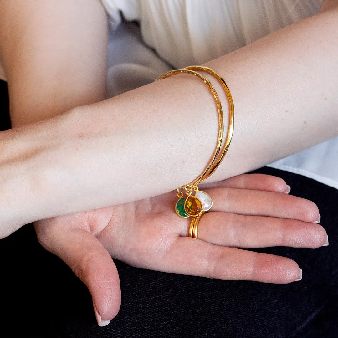 Chrysoprase Charm Bangle | Gold | May