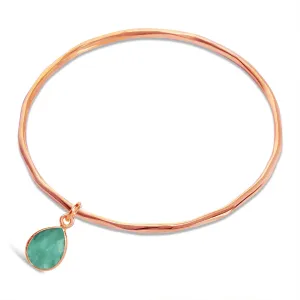 Chrysoprase Charm Bangle | Rose Gold | May