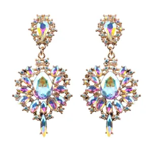 Colorful Flower  Luxury Starburst Pendant Crystal Gem Statement Earrings