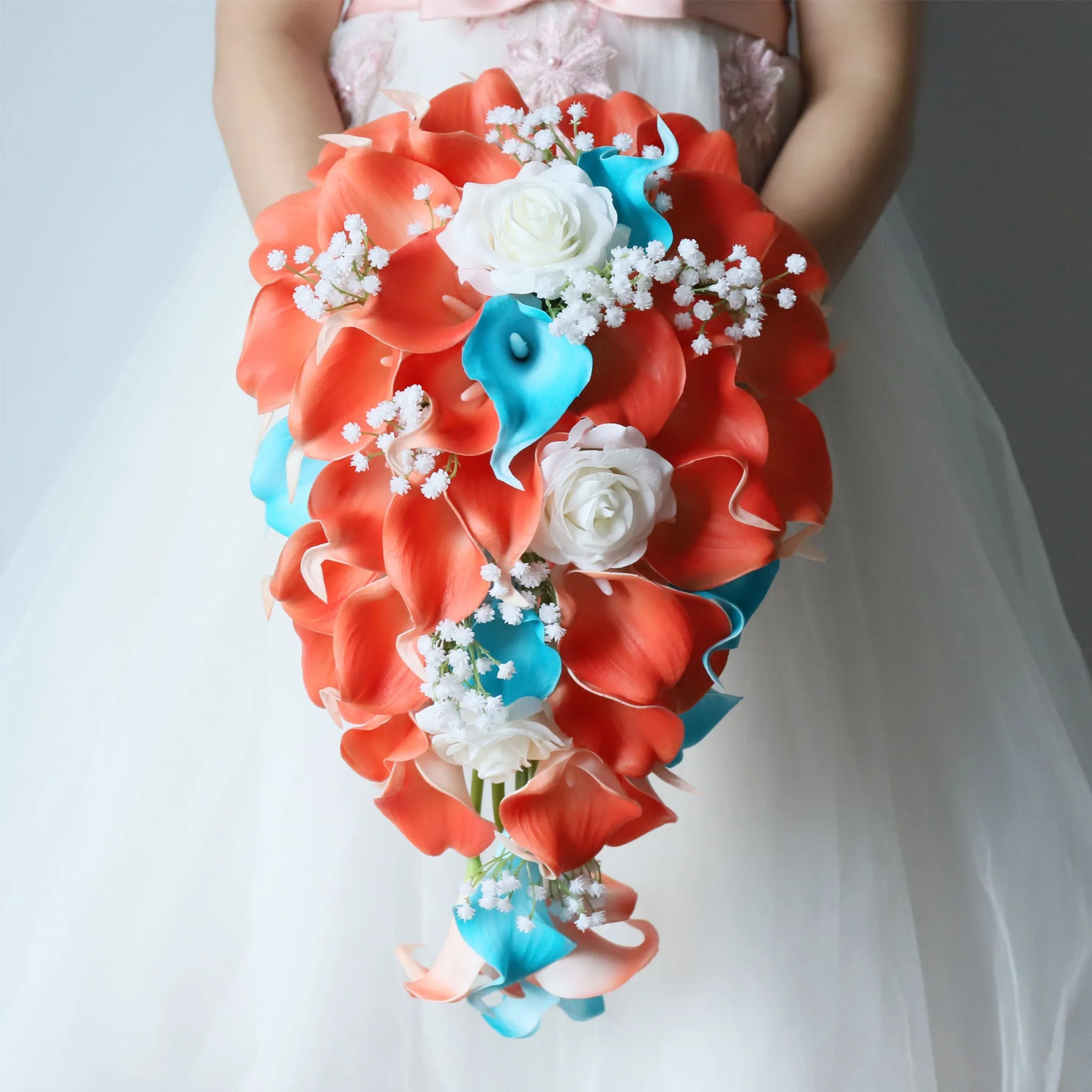 Coral Pool Blue Wedding Bouquets Boutonnieres Corsage