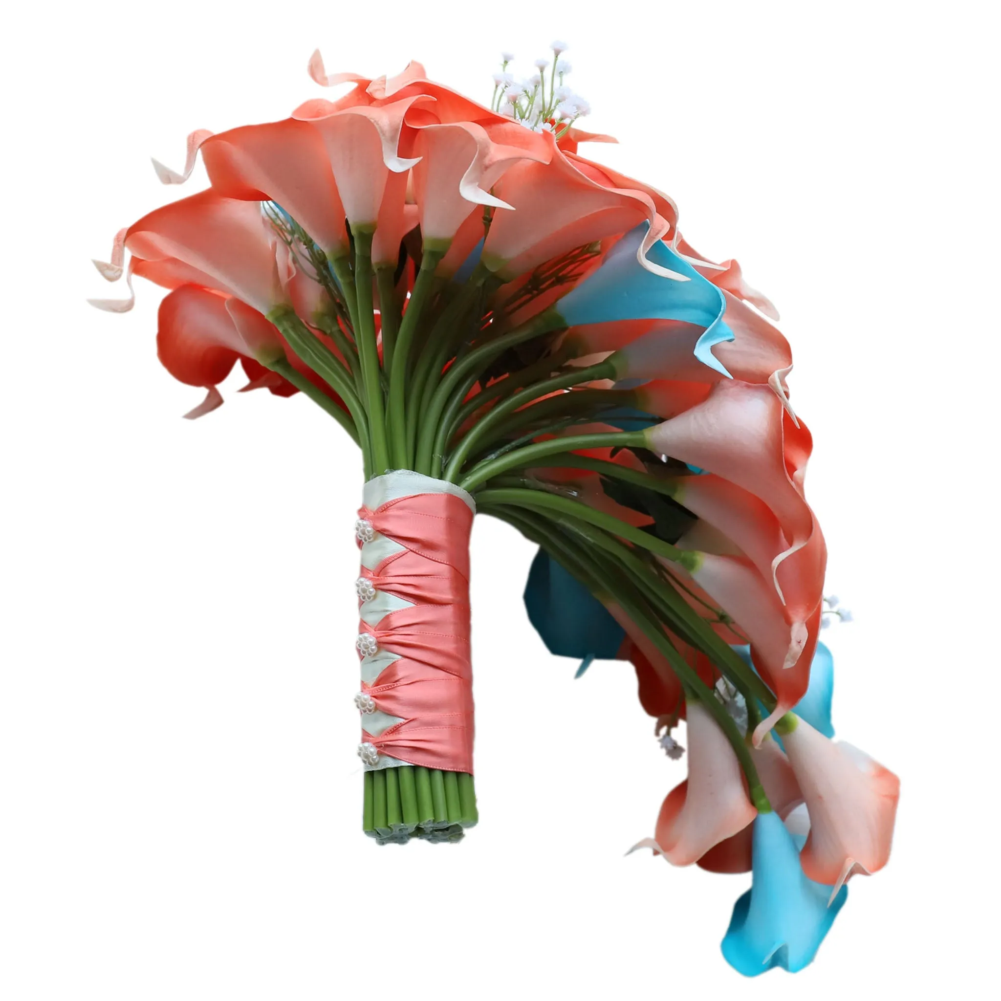 Coral Pool Blue Wedding Bouquets Boutonnieres Corsage