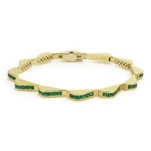 Couture 18K Gold Emerald Link Wave Bracelet