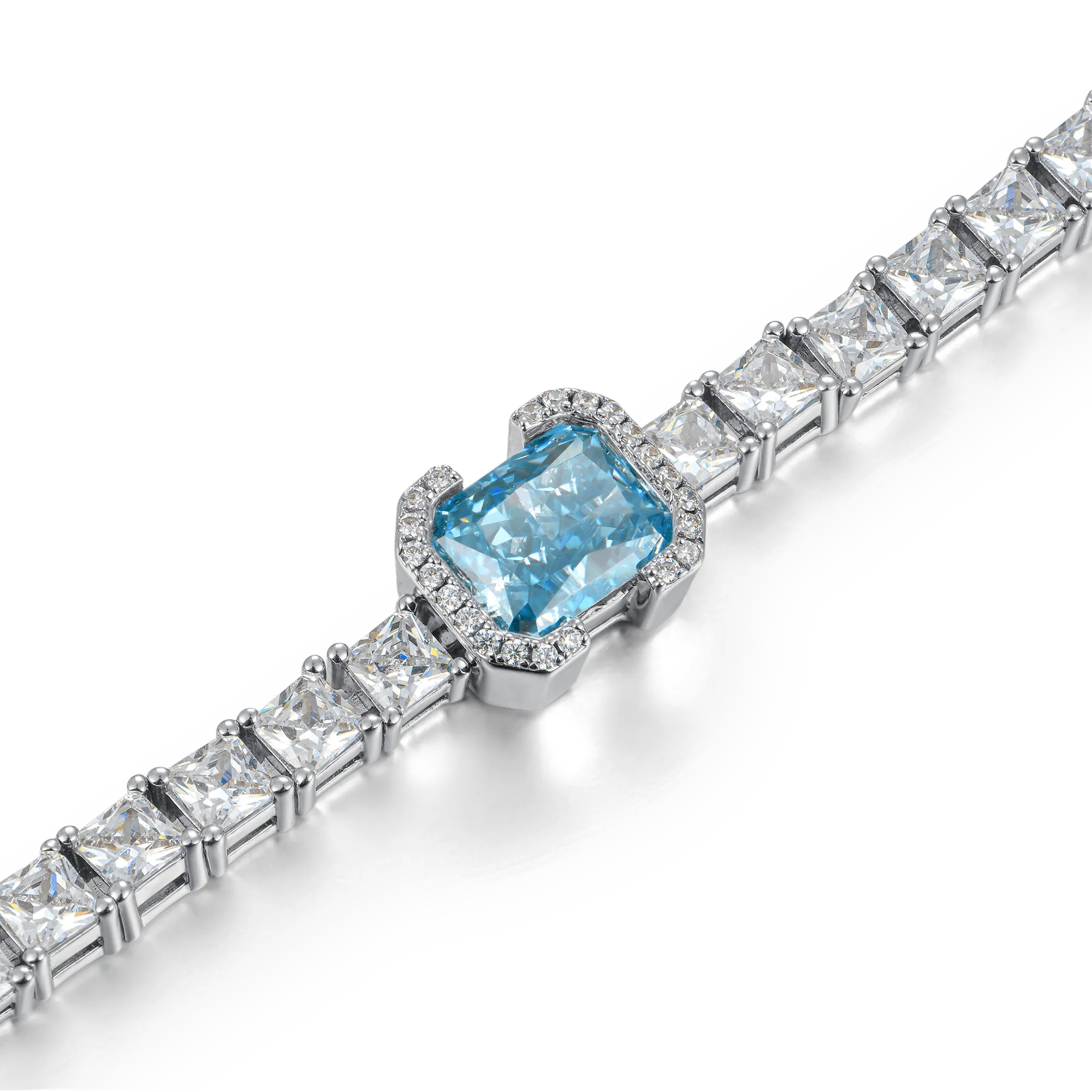 Crushed Ice Emerald Cut Tennis Bracelet - Blue Gray