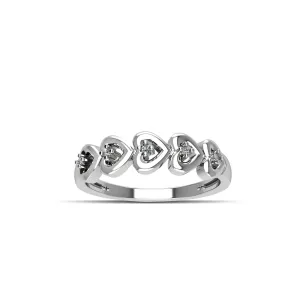 Cubic Zirconia Fashion Stackable Heart Ring in Sterling Silver