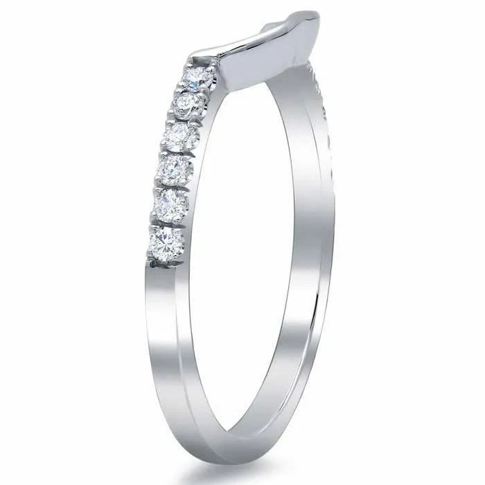 Curved Matching Diamond Wedding Band for Heart Shape