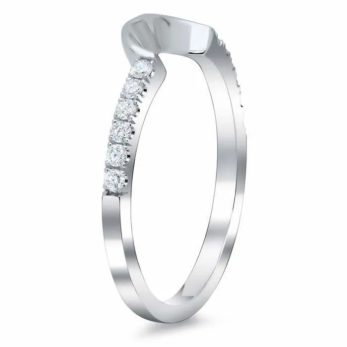 Curved Matching Diamond Wedding Band for Heart Shape