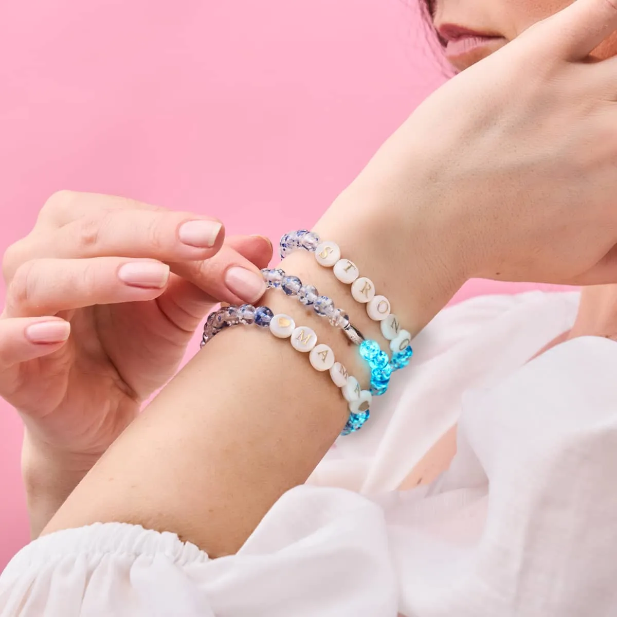 Custom Letter Bracelet | .925 Sterling Silver | Lapis Flame Firefly Glass