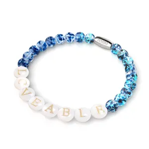 Custom Letter Bracelet | .925 Sterling Silver | Lapis Flame Firefly Glass