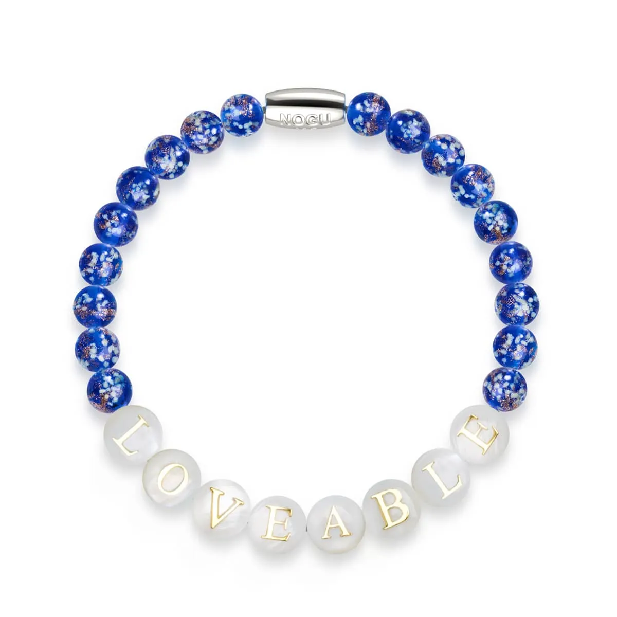 Custom Letter Bracelet | .925 Sterling Silver | Sapphire Firefly Glass