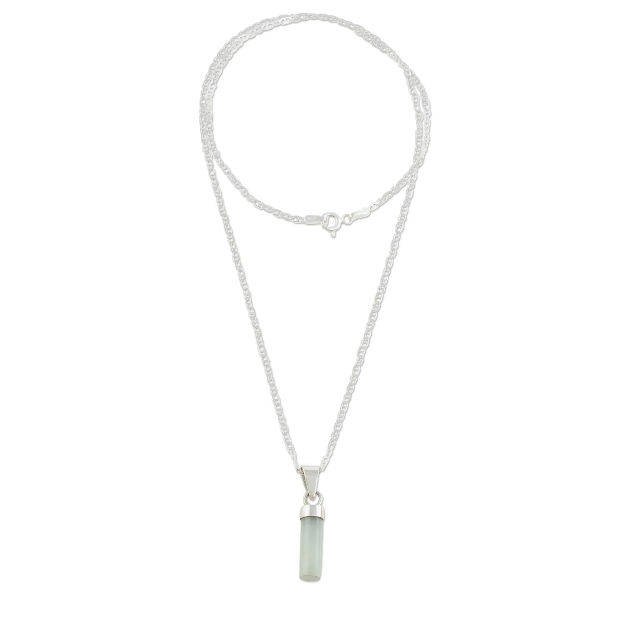 Cylindrical Jade Necklace in Apple Green from Guatemala - Calm Beauty in Apple Green | NOVICA