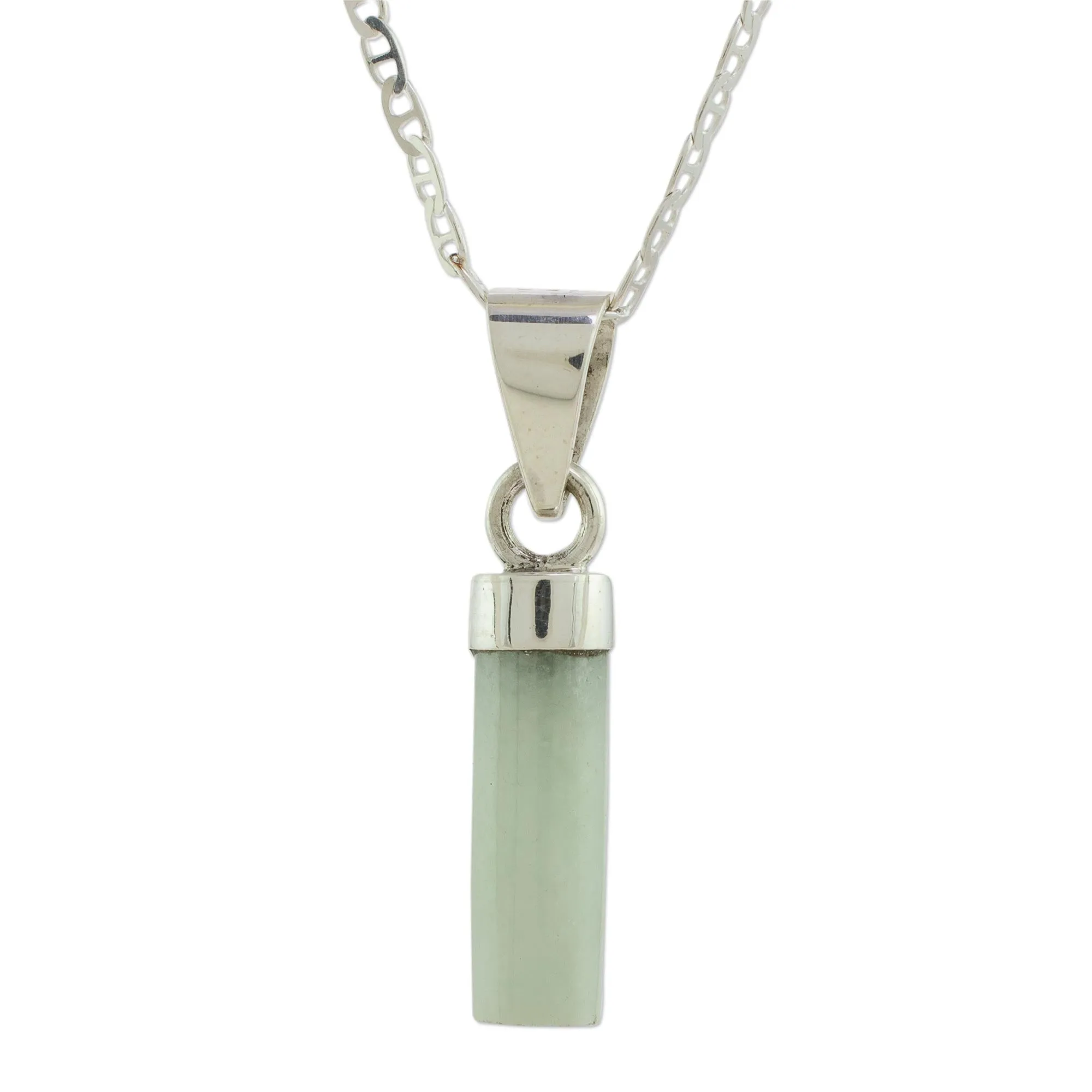 Cylindrical Jade Necklace in Apple Green from Guatemala - Calm Beauty in Apple Green | NOVICA