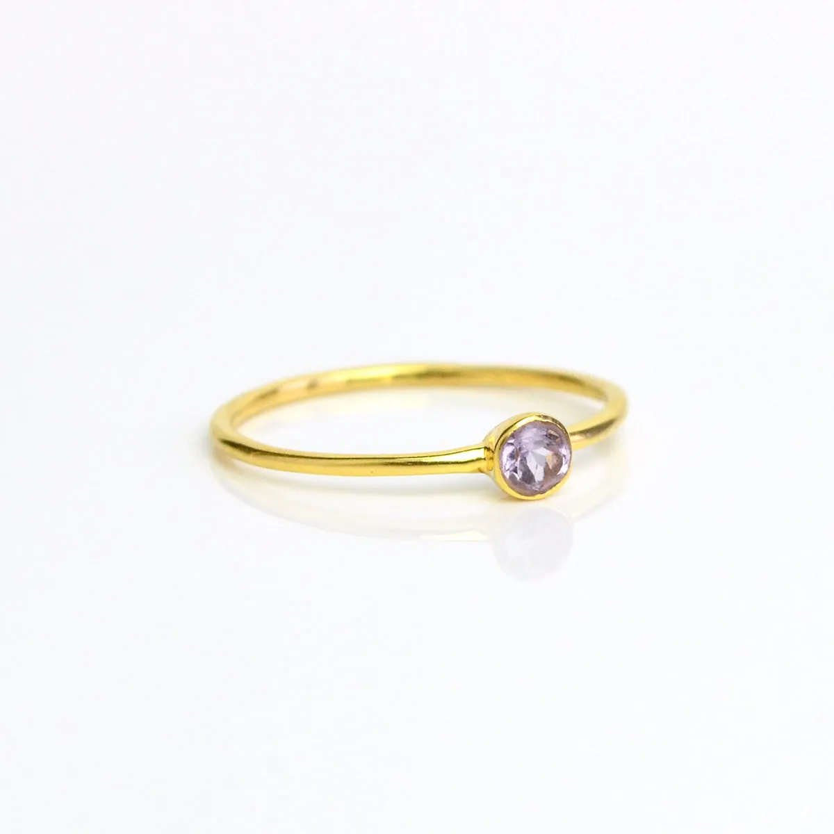 Dainty Stackable Purple Amethyst Ring : February Birthstone