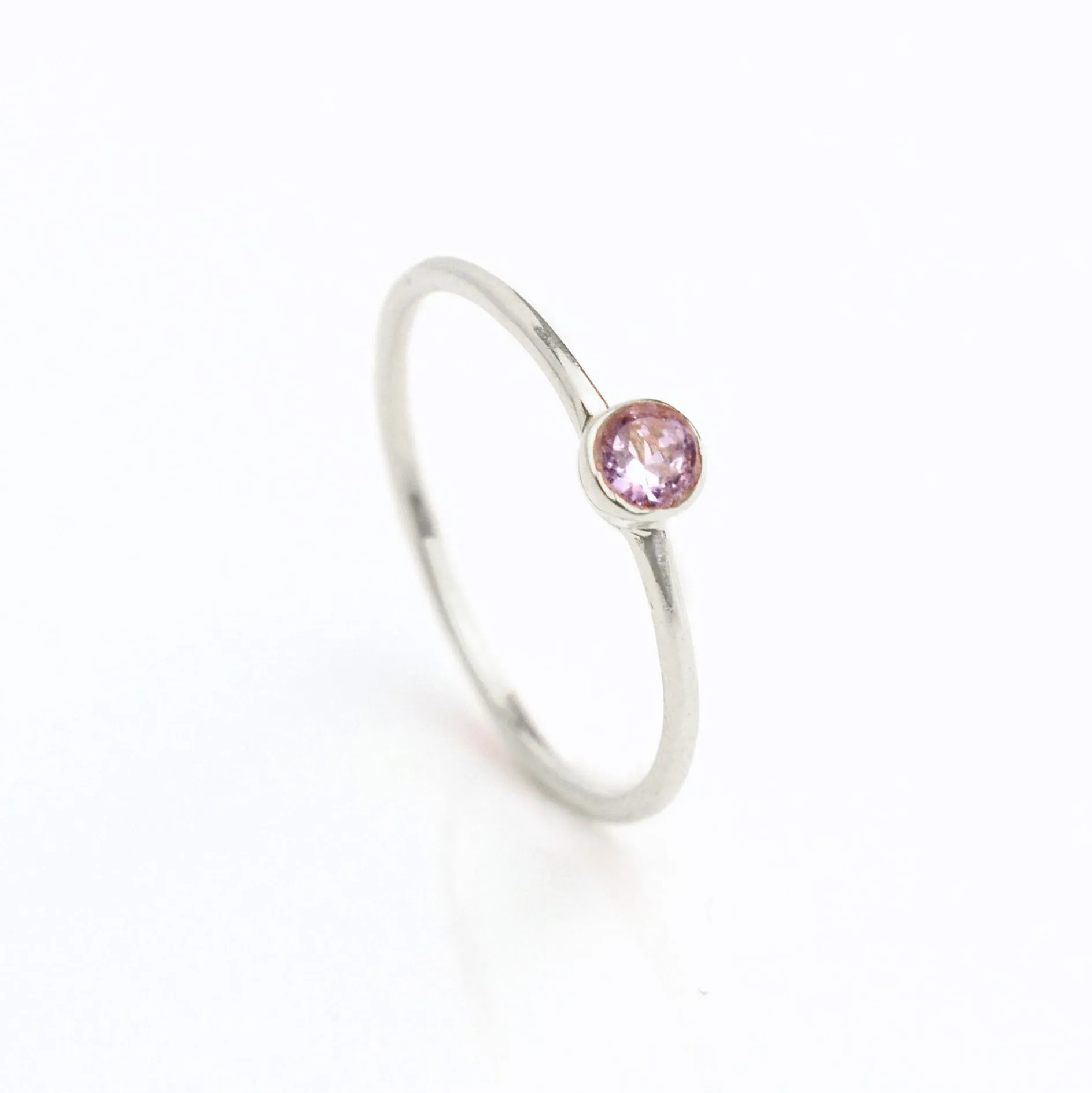 Dainty Stackable Purple Amethyst Ring : February Birthstone