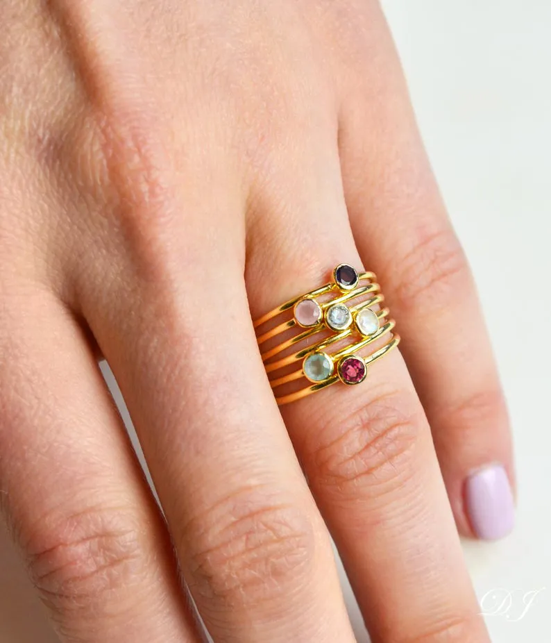 Dainty Stackable Purple Amethyst Ring : February Birthstone